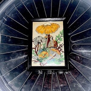 Vintage Retro 70’s Frame Mushroom Wall Hanging Art 9x6 1/2 (2photos) 9*5